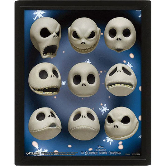 A Nightmare Before Christmas (Jack Expressions) - 3D Lenticular Poster (Framed)
