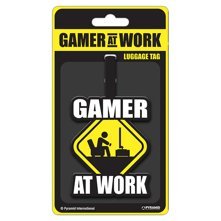 Gamer At Work (Caution Sign) - Luggage Tag