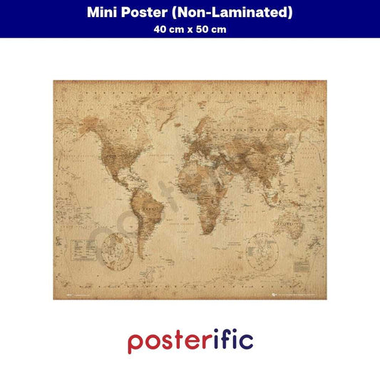 [READY STOCK] World Map Antique Style - Poster (40 cm x 50 cm)