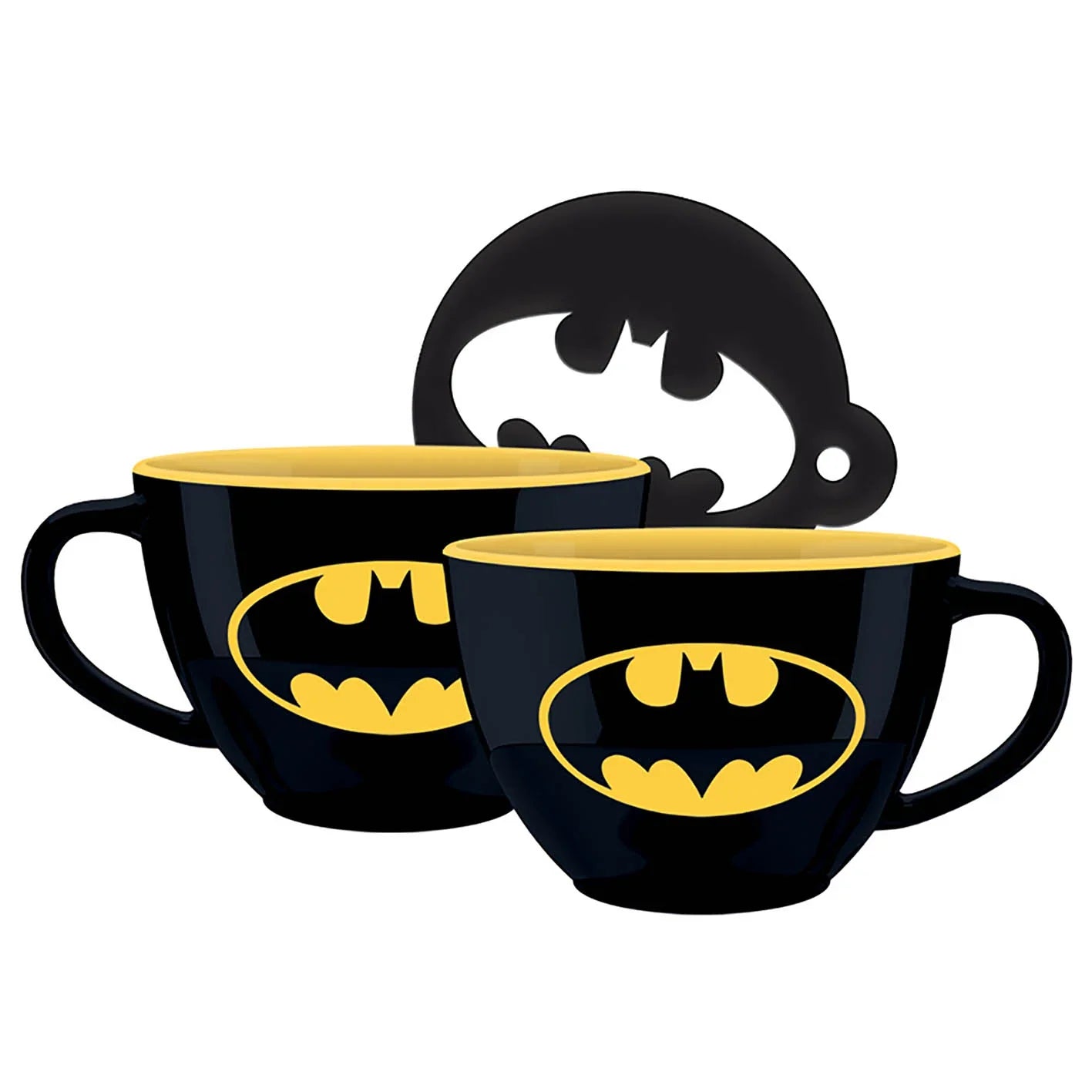 Batman (Symbol) Cappuccino Mug And Stencil - Cappuccino Mug and Stencil Set