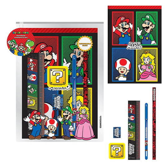 Super Mario (4 Colour) - With Exercise Book - Stationery Set