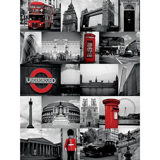 London (Red Collage) - Canvas Print (60 cm x 80 cm)