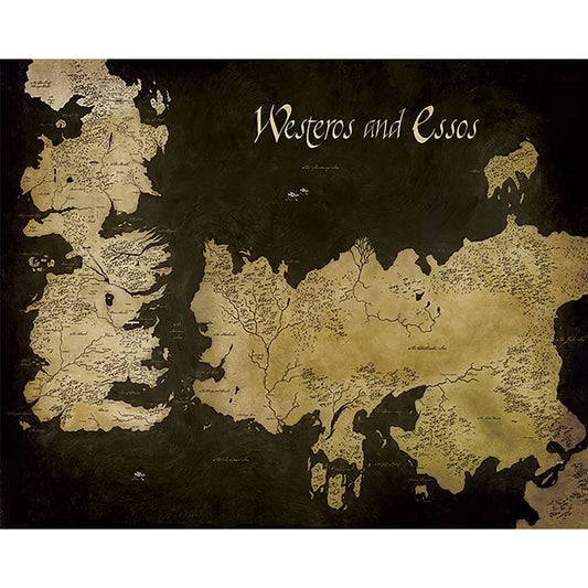 Game of Thrones (Westeros and Essos Antique Map) - Canvas Print (40 cm x 50 cm)