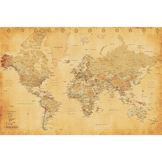 World Map (Vintage Style) - Canvas Print (85 cm x 120 cm)
