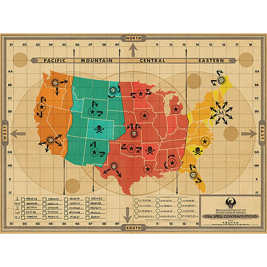 Fantastic Beasts (USA Spell Contraventions Map) - Canvas Print (60 cm x 80 cm)
